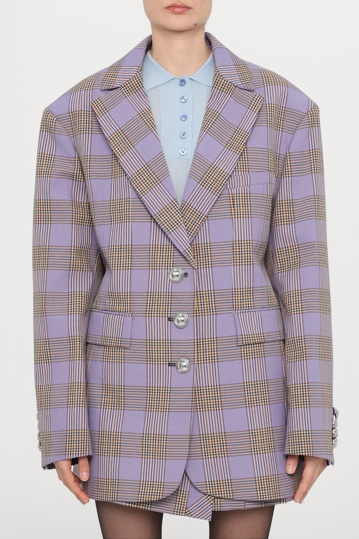 Veste tartan en laine - Tartan & Purple & Orange