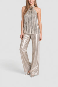 Top drapé mesh à fleur - Silver