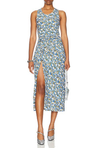 Robe longue Urania drapée - Golden Thistle & Green