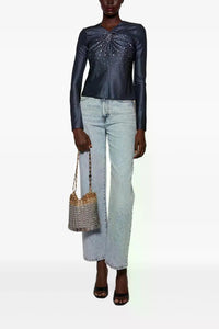 Blouse twistée à strass - Ardoise