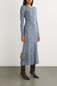 Long floral dress - Light Blue