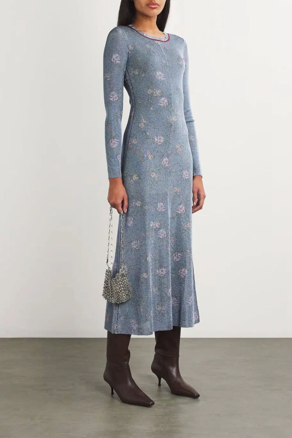 Long floral dress - Light Blue