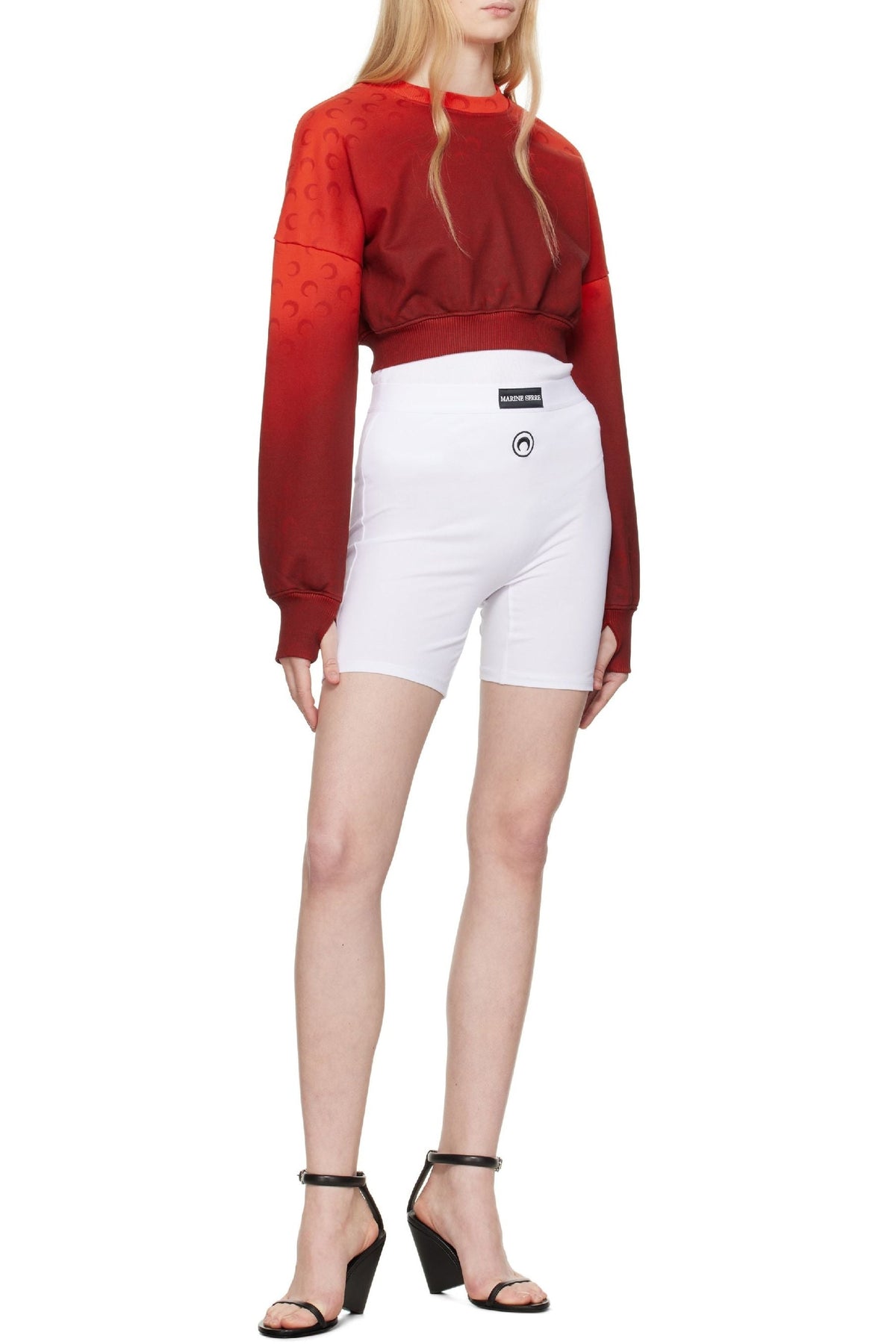 Moon Faded Fleece Cropped Sweatshirt - Rouge