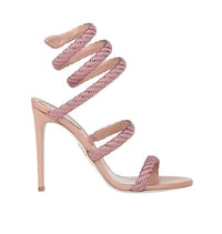 Sandales à talons Cleopatra 105 à strass en satin - Blush & Blush Rose