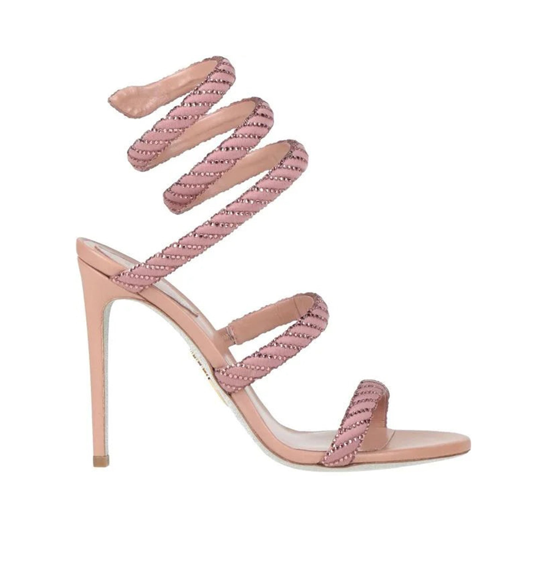 Sandales à talons Cleopatra 105 à strass en satin - Blush & Blush Rose
