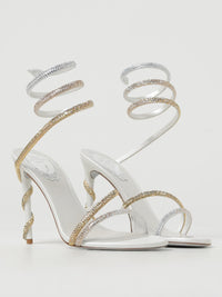 Sandales à talons Margot 105 à strass en satin - Avorio & Moonlight