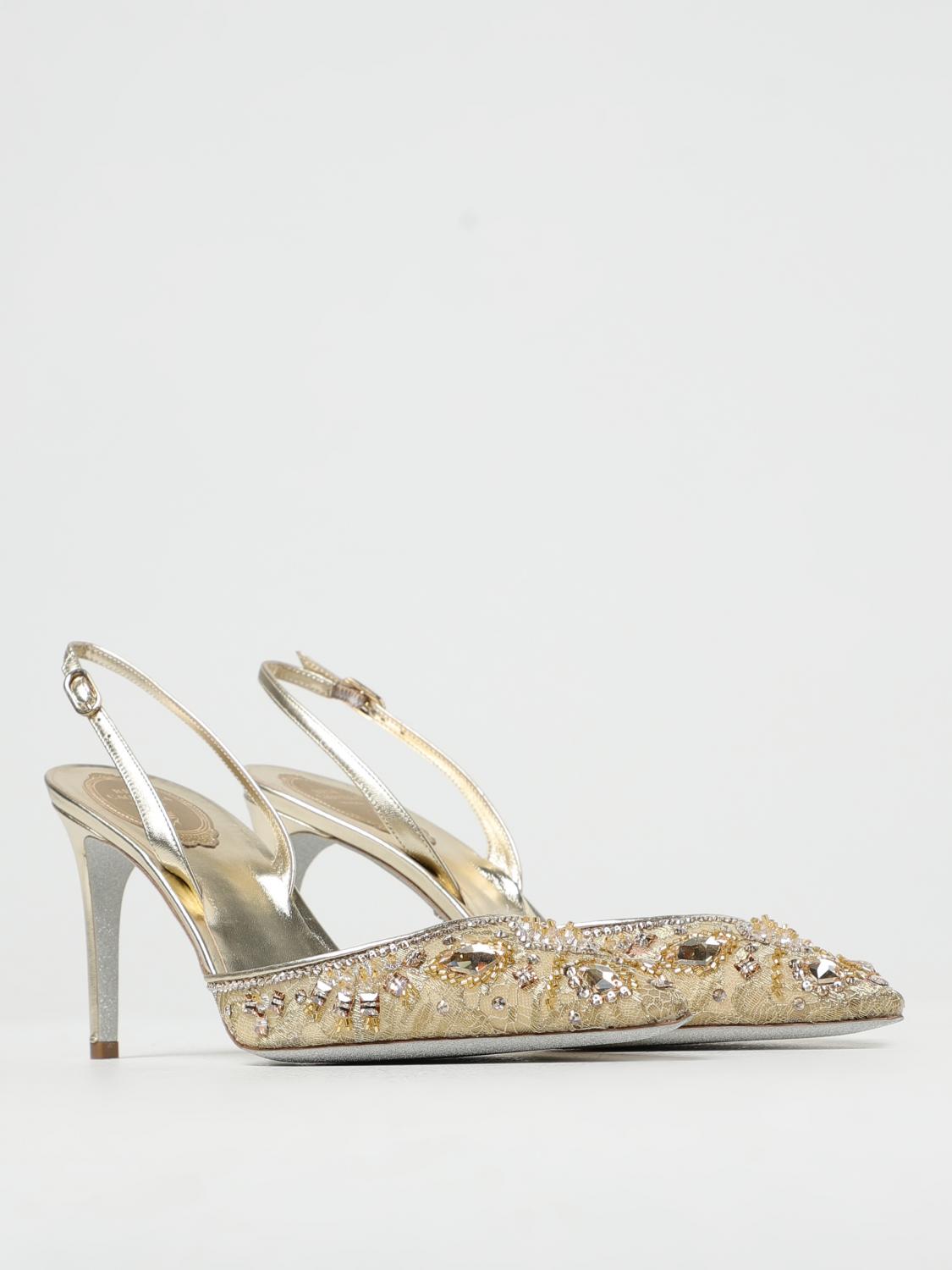 Slingbacks Aretha 80 à strass en cuir - Oro & Shadow