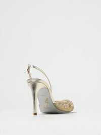 Slingbacks Aretha 80 à strass en cuir - Oro & Shadow