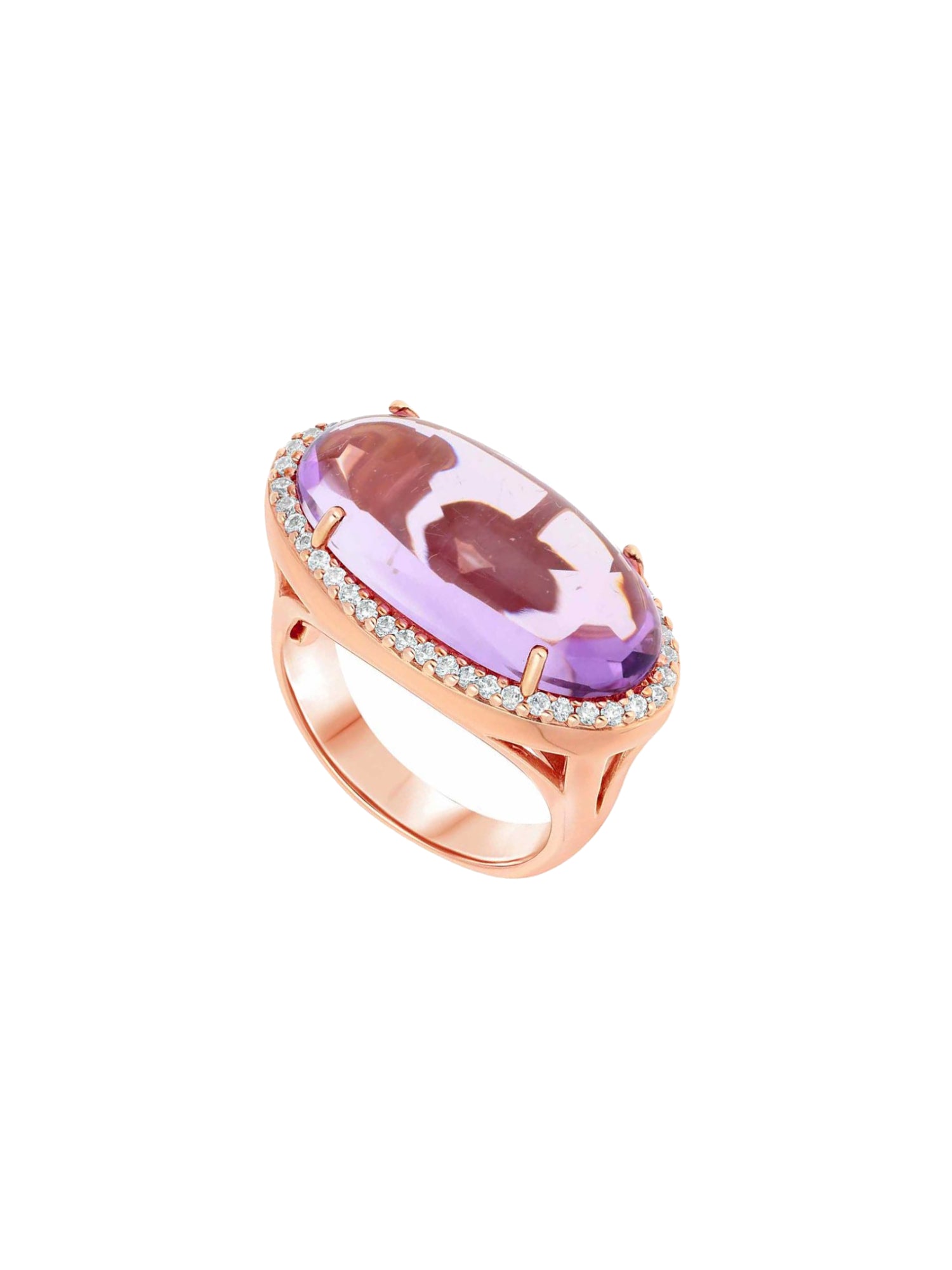 1qty DJV / QTY DISPO : 2-QTY VENDUES : 2-ST : 100% PRIX DJV : 350€ // Vermeil Bague en vermeil rose sertie de cabochon topaze bleue et pavée de Burmalite™ blanche /// RECO : 285€
