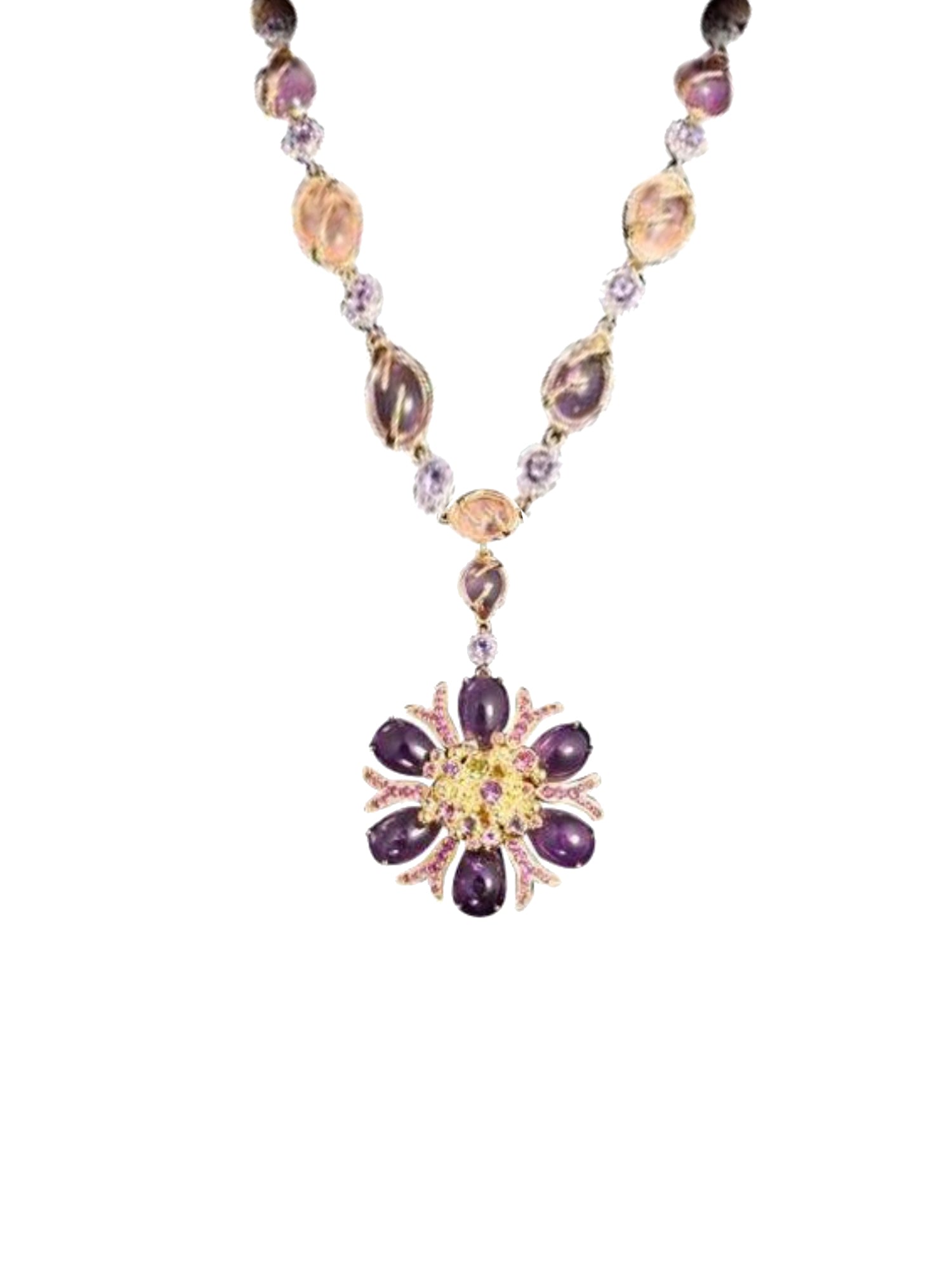 2qty DJV / QTY DISPO : 2-QTY VENDUES : 0-ST : 0% PRIX DJV : 1390€ // Vermeil Collier marguerite en vermeil serti de quartz rose 25 /// RECO : 1225€