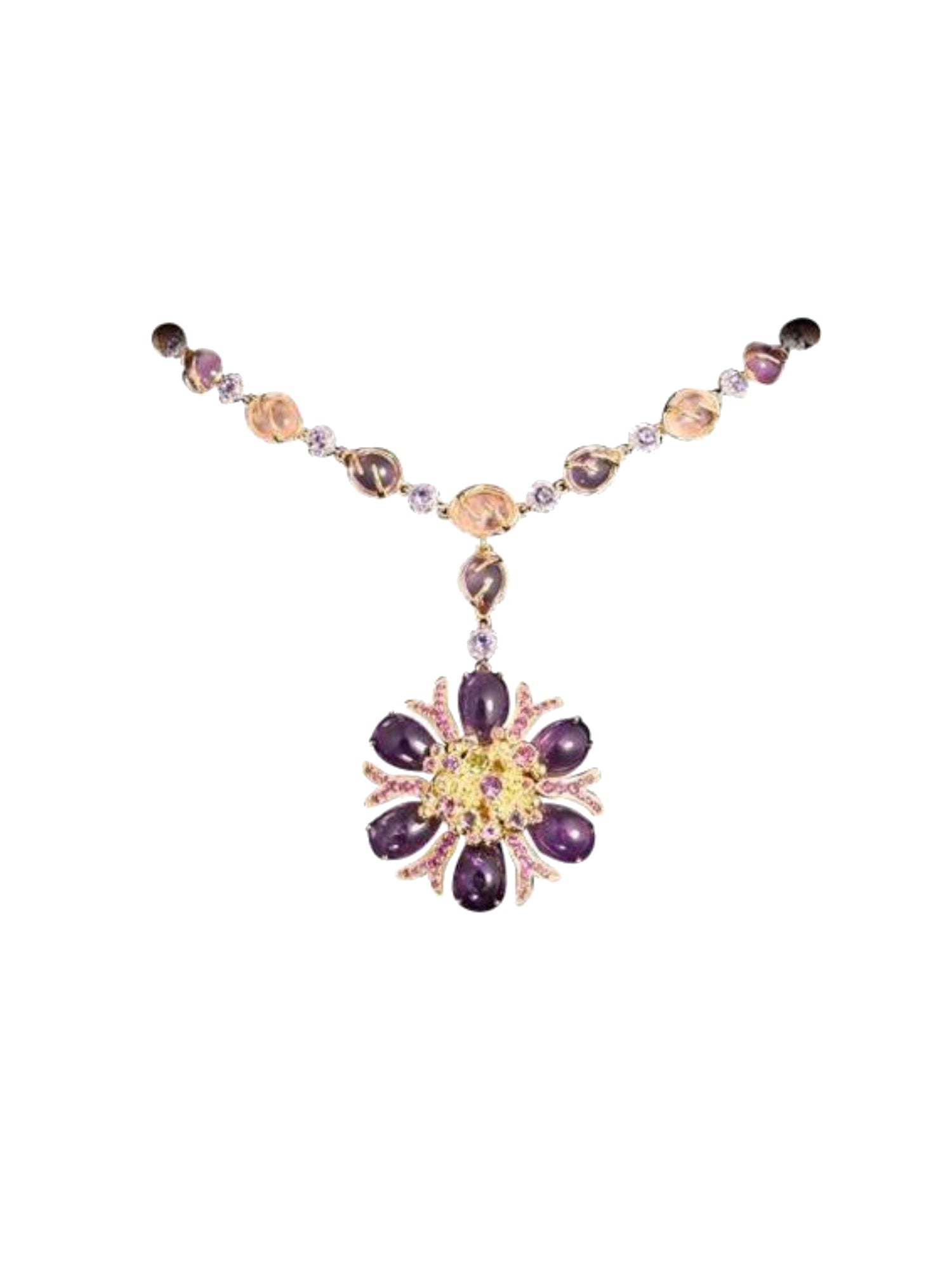 2qty DJV / QTY DISPO : 2-QTY VENDUES : 0-ST : 0% PRIX DJV : 1390€ // Vermeil Collier marguerite en vermeil serti de quartz rose 25 /// RECO : 1225€