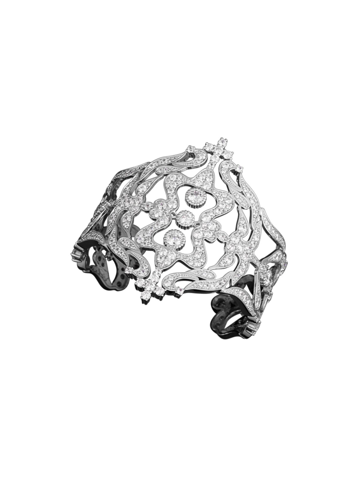 1qty DJV / QTY DISPO : 3-QTY VENDUES : 0-ST : 0% PRIX DJV : 395€ // Argent Bracelet en argent Art Déco Léopoldine pavé de Burmalite™ blanche /// RECO : 333€