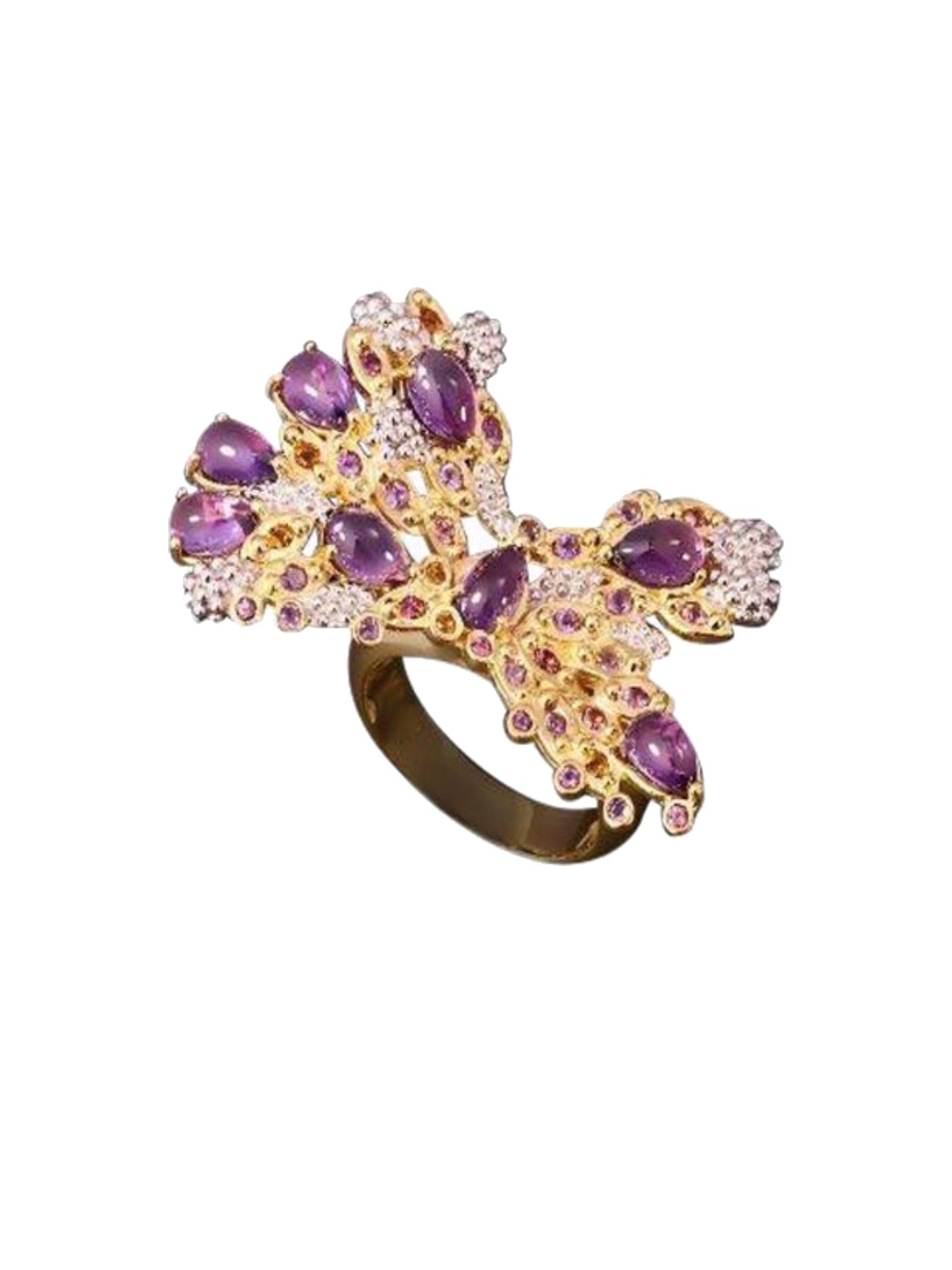 5qty DJV / QTY DISPO : 6-QTY VENDUES : 4-ST : 67% PRIX DJV : 120€ // Vermeil Bague papillon dur vermeil rose prédominance améthyste 13 /// RECO : 140€