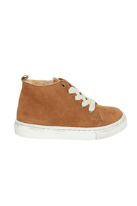 Leather high-top trainers - Beige