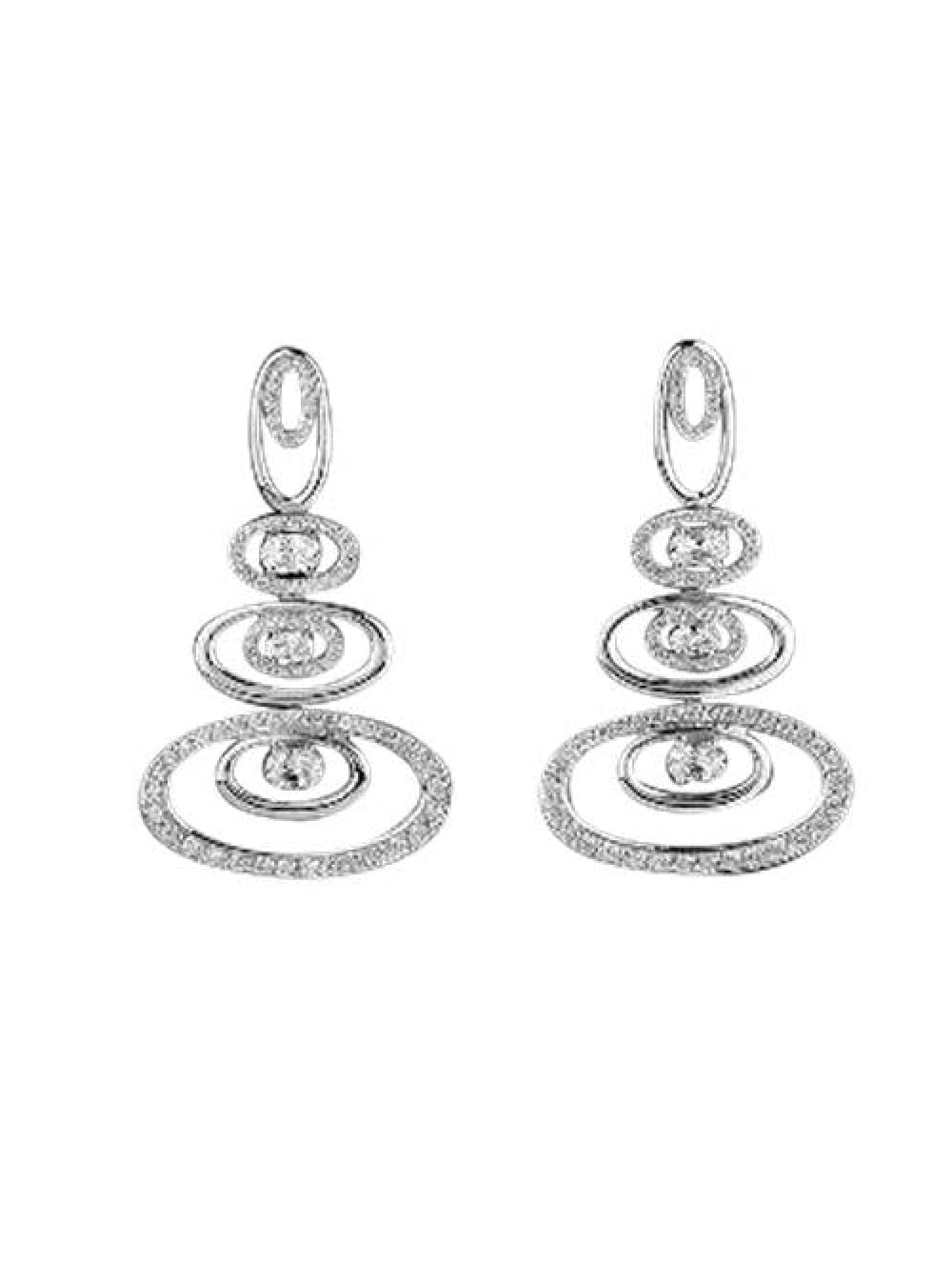 1qty DJV / QTY DISPO : 0-QTY VENDUES : 0-ST : 0% PRIX // Argent Rhodié Boucles d'oreille sur argent rhodié serties de Burmalite™ blanche pavé /// RECO : 191€