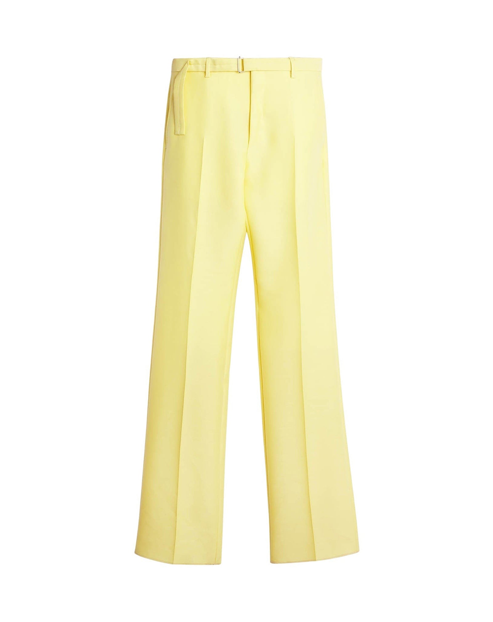 Pantalon droit avec ceinture en laine - Maïs