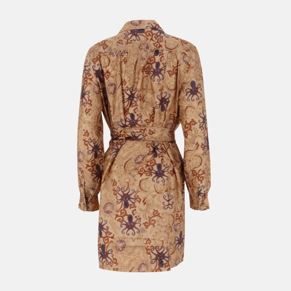 BEIGE/PRUNE ROBE CHAINE & TRAME OMBELINE
