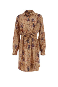 BEIGE/PRUNE ROBE CHAINE & TRAME OMBELINE