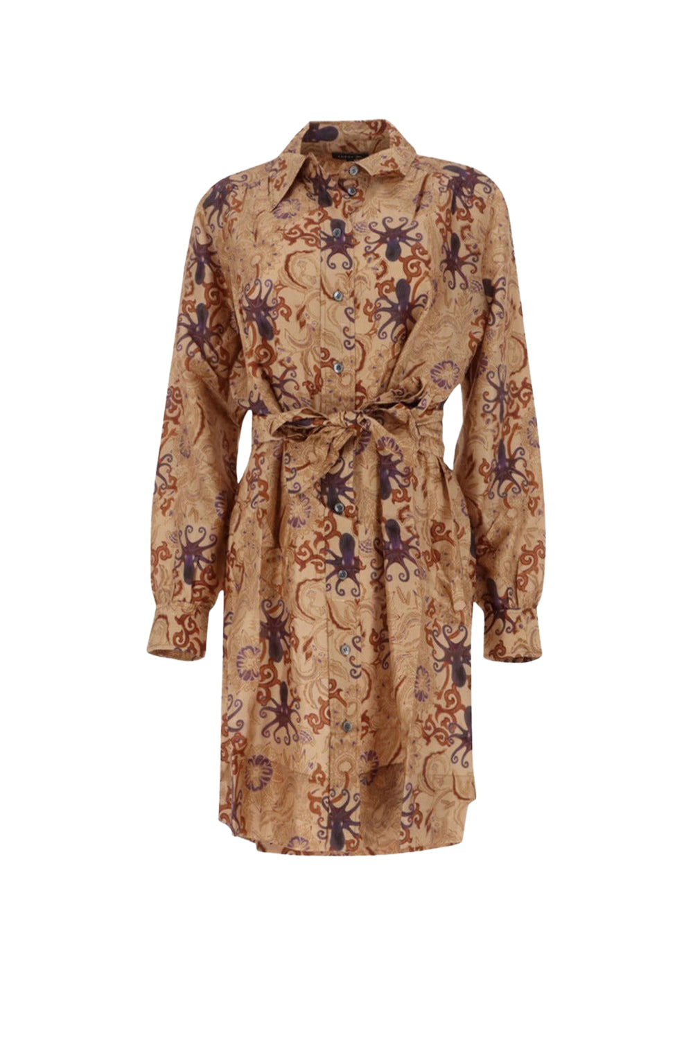 BEIGE/PRUNE ROBE CHAINE & TRAME OMBELINE