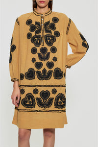Robe brodée Robby - Camel