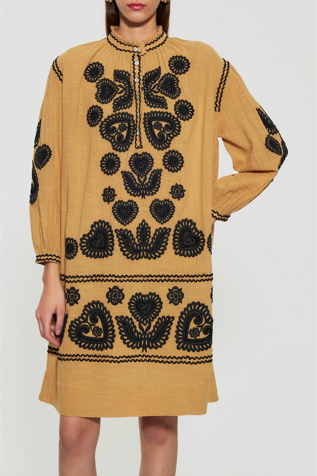 Robe brodée Robby - Camel