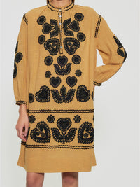 Robe brodée Robby - Camel