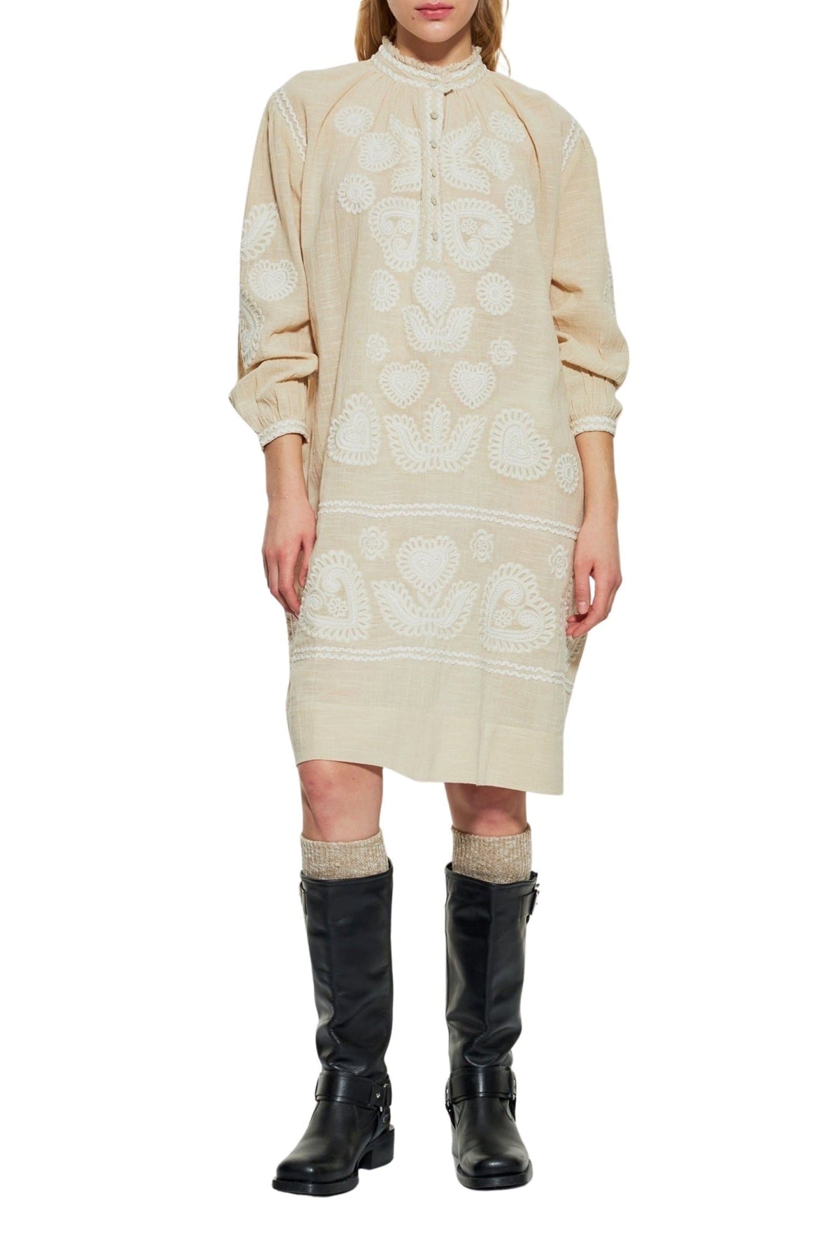 Robe brodée Robby - Cream