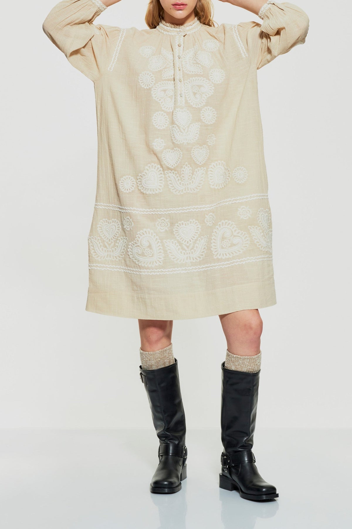 Robe brodée Robby - Cream