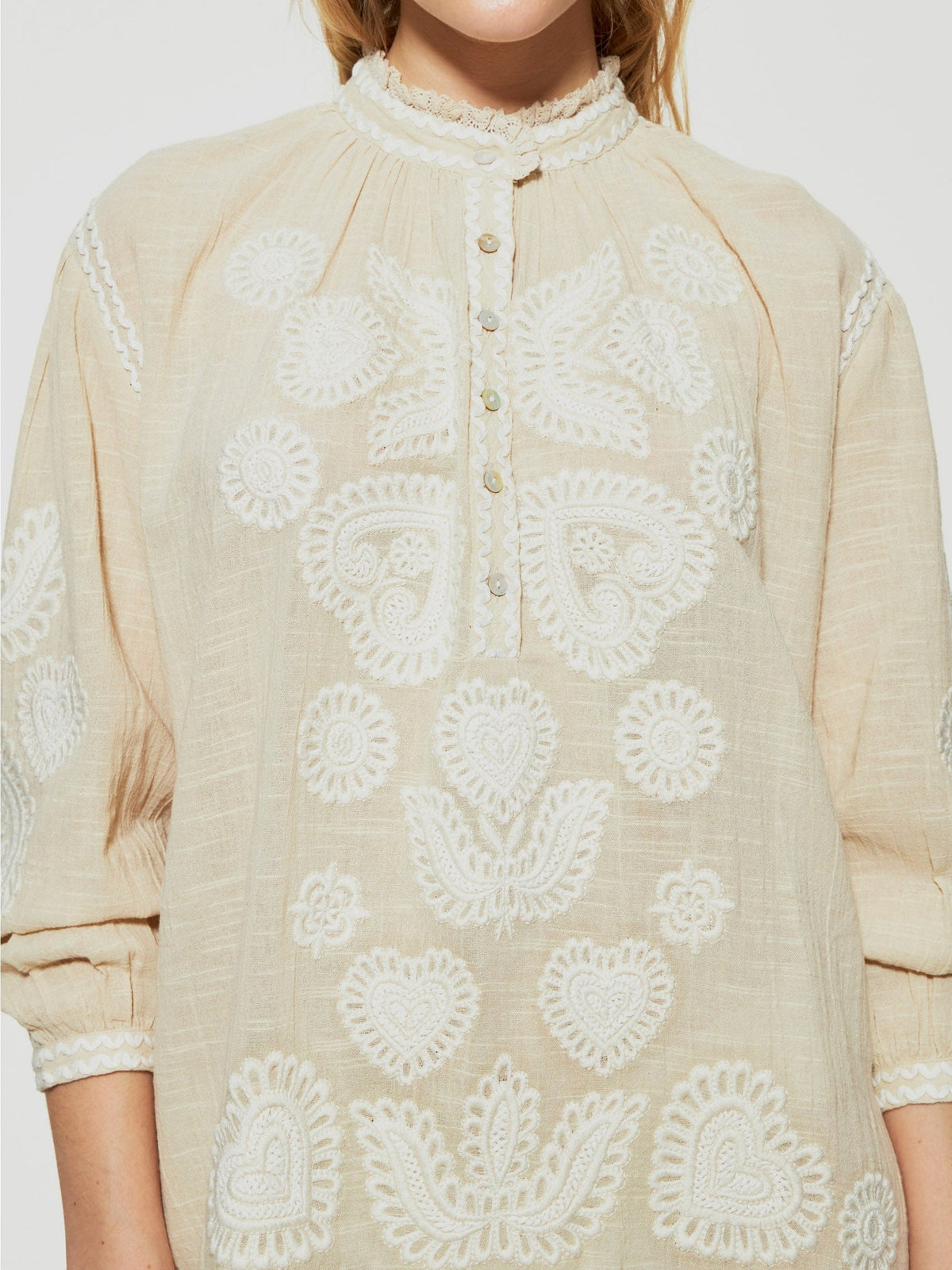 Robe brodée Robby - Cream