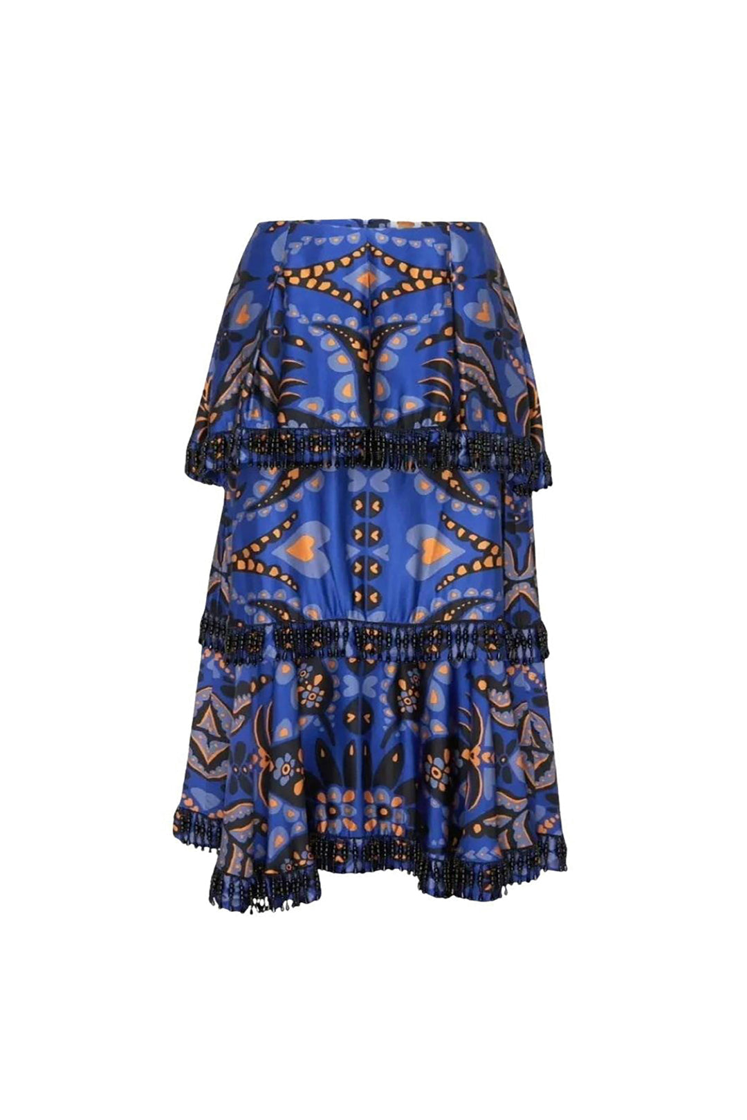 Jupe midi Martina en foulard à perles - Bleu