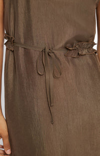 Robe longue Gemma en satin - Moka