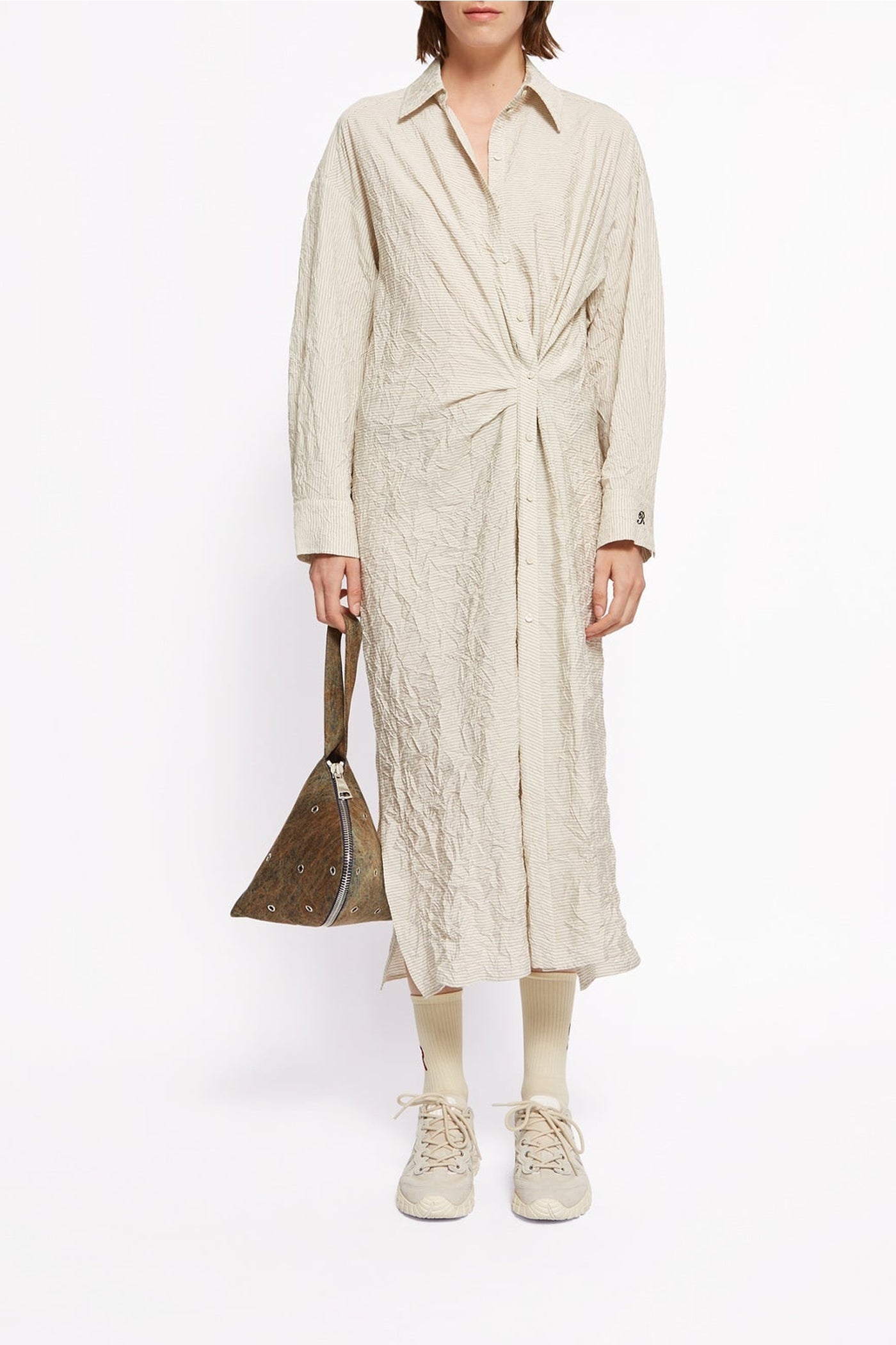 Robe midi Jilly droite twistée - Ecru