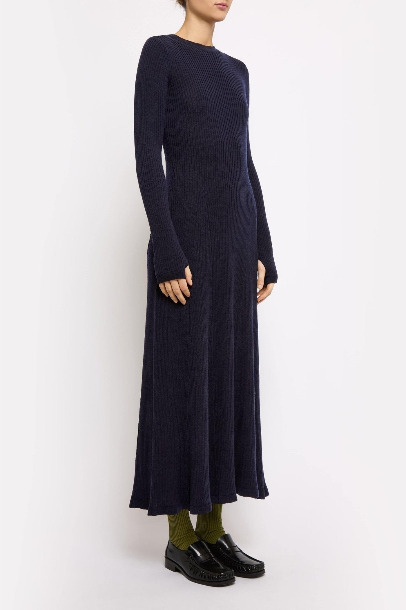 Robe longue Mickie en laine - Navy