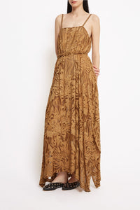Robe longue Pulp en soie - Caramel