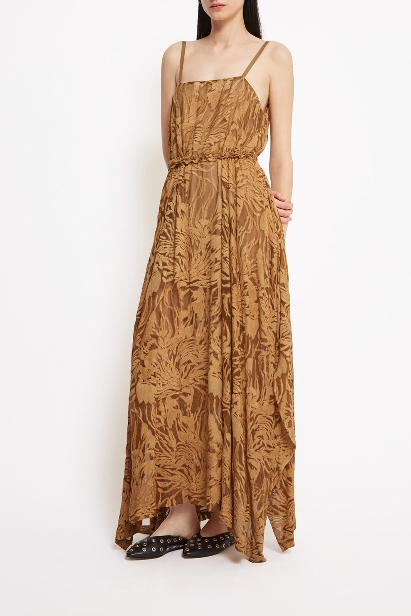 Robe longue Pulp en soie - Caramel