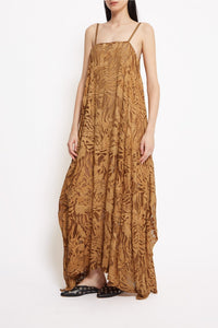 Robe longue Pulp en soie - Caramel