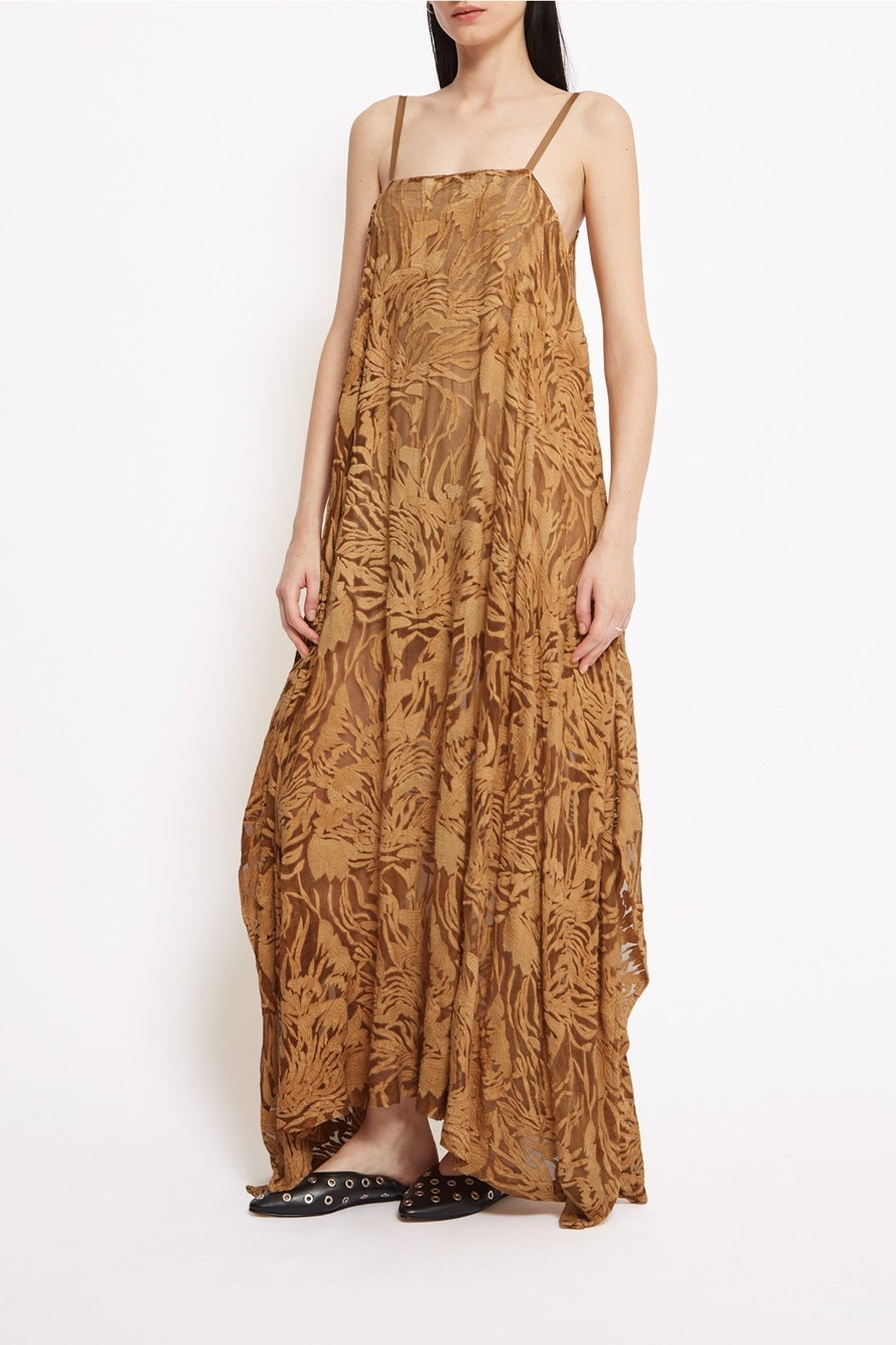Robe longue Pulp en soie - Caramel