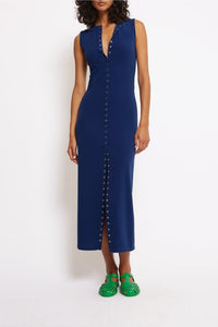 Robe longue Rosalia à fentes - Outremer