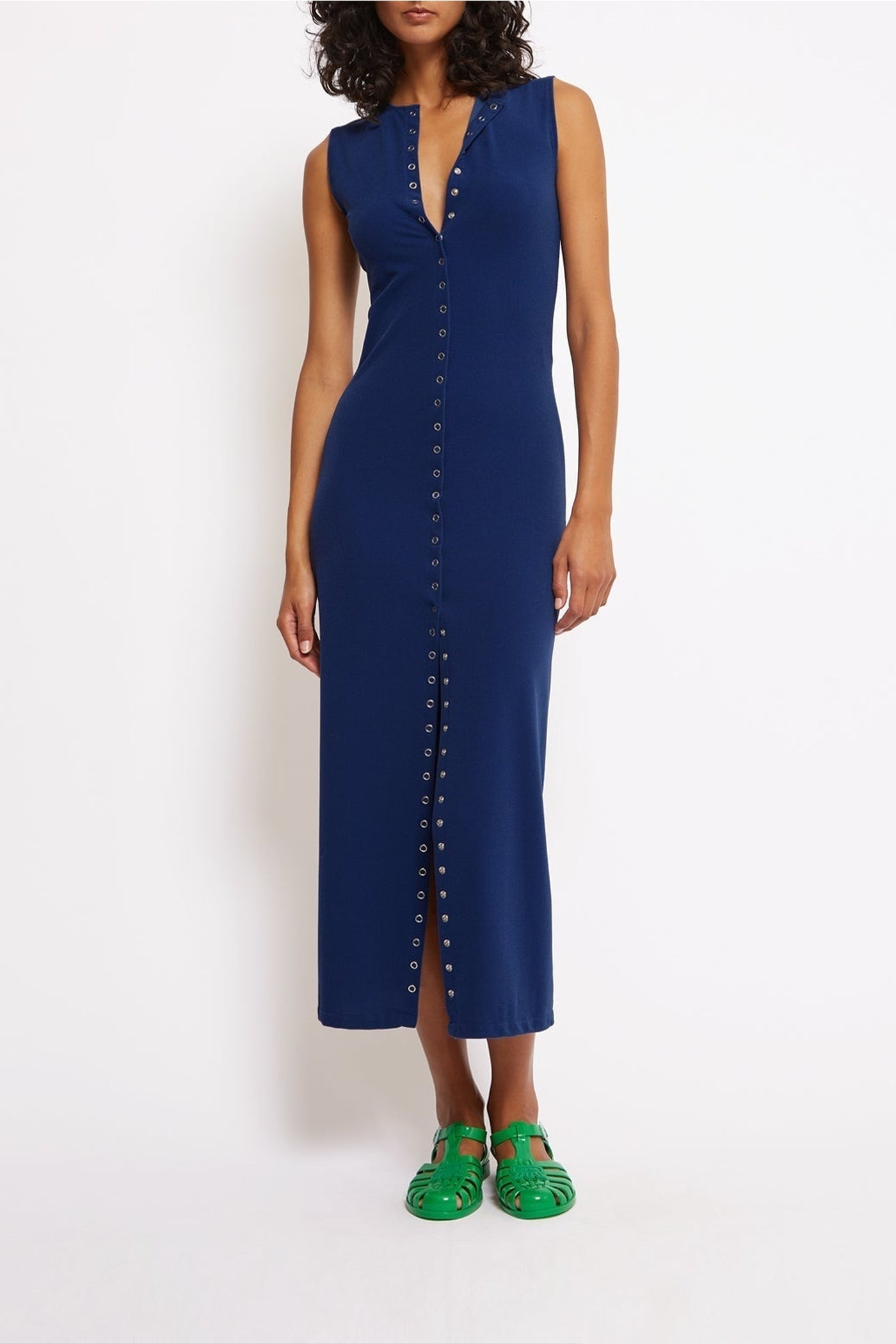 Robe longue Rosalia à fentes - Outremer