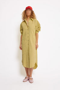 Scoop midi dress in cotton - Yellow