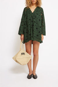 Robe courte Sergio à col V - Green
