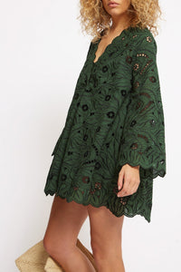Robe courte Sergio à col V - Green