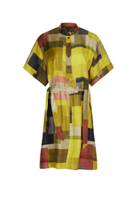 JAUNE/KAKI ROBE CHAINE & TRAME WANDA
