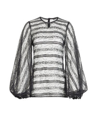 Blouse Romantic à manches ballon en dentelle - Black
