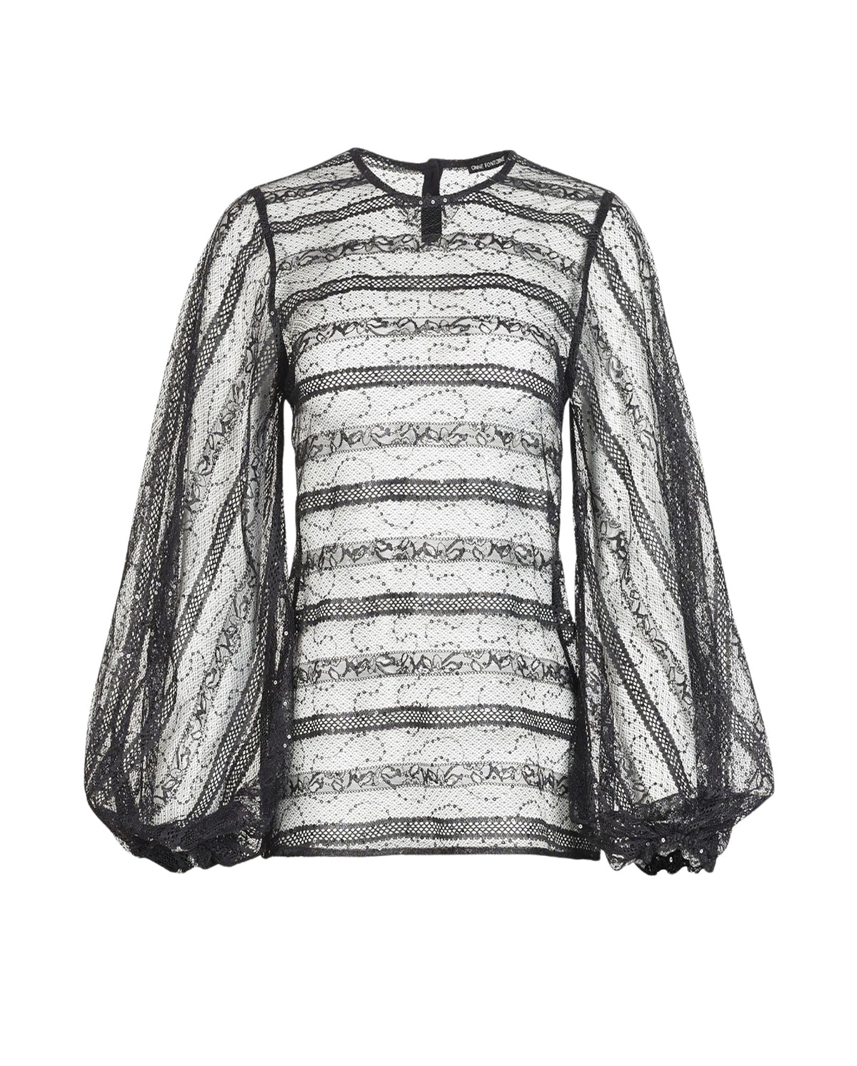 Blouse Romantic à manches ballon en dentelle - Black