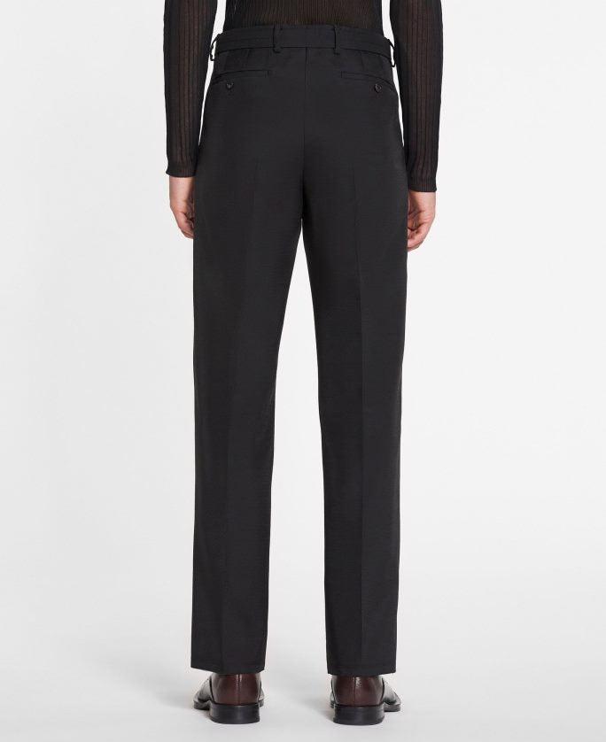 Pantalon droit avec ceinture en laine - Maïs