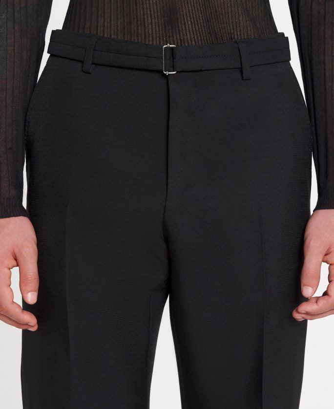 Pantalon droit avec ceinture en laine - Maïs