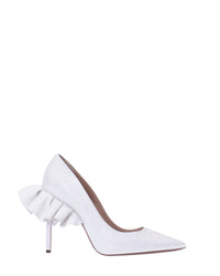 Escarpins Rouches 105 en cuir - White Glitter