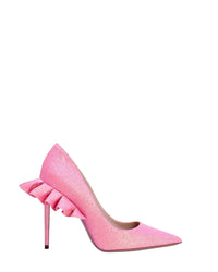 Escarpins Rouches Glitter 105 en cuir - Pink Glitter