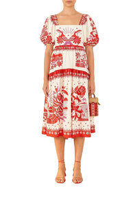 Robe midi Rio à carreaux en coton - Rouge